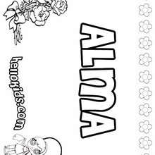 Alma - Coloring page - NAME coloring pages - GIRLS NAME coloring pages - A names for girls coloring sheets