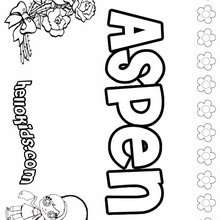 Aspen - Coloring page - NAME coloring pages - GIRLS NAME coloring pages - A names for girls coloring sheets