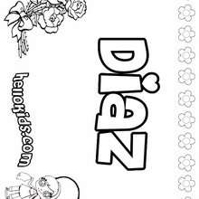 Diaz - Coloring page - NAME coloring pages - GIRLS NAME coloring pages - D names for GIRLS free coloring sheets