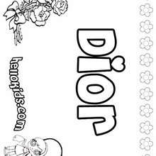Dior - Coloring page - NAME coloring pages - GIRLS NAME coloring pages - D names for GIRLS free coloring sheets