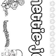 Nettie-jo - Coloring page - NAME coloring pages - GIRLS NAME coloring pages - N names for girls coloring posters