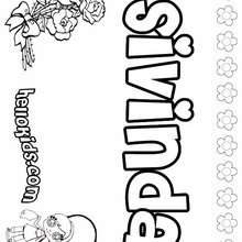 Sivinda - Coloring page - NAME coloring pages - GIRLS NAME coloring pages - S girls names coloring posters
