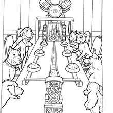 Dog lunch machine coloring page