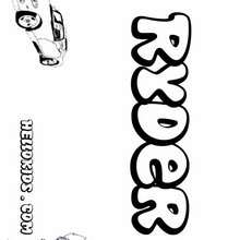 Ryder - Coloring page - NAME coloring pages - BOYS NAME coloring pages - Boys names starting with R or S coloring posters
