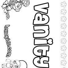 Vanity - Coloring page - NAME coloring pages - GIRLS NAME coloring pages - U, V, W, X, Y, Z girls names posters
