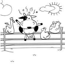 Crazy cow coloring page - Coloring page - ANIMAL coloring pages - FARM ANIMAL coloring pages - COW coloring pages