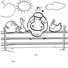 Cow in love coloring page - Coloring page - ANIMAL coloring pages - FARM ANIMAL coloring pages - COW coloring pages
