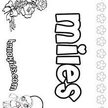Miles - Coloring page - NAME coloring pages - GIRLS NAME coloring pages - M names for girls coloring posters