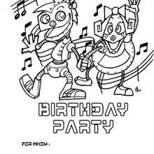 Robot : Birthday party invitation coloring page