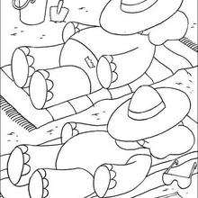 Babar and Celeste are tanning coloring page