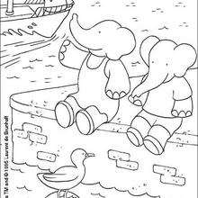 Babar boat trip coloring page