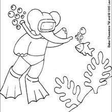 Babar diving - Coloring page - CHARACTERS coloring pages - CARTOON CHARACTERS Coloring Pages - BABAR coloring pages