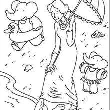 Babar goes swimming coloring page