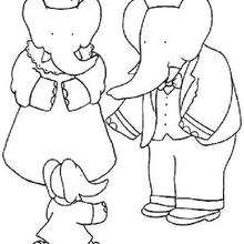 Babar's family coloring page