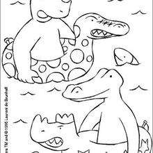 Babar's friends by the sea coloring page