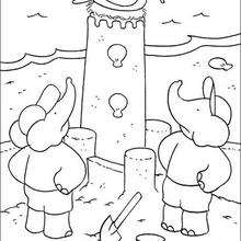 Sand castle coloring page - Coloring page - CHARACTERS coloring pages - CARTOON CHARACTERS Coloring Pages - BABAR coloring pages