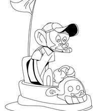 Monkey driving a car coloring page