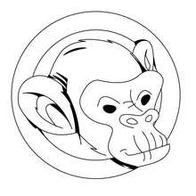 Monkey's head coloring page - Coloring page - ANIMAL coloring pages - WILD ANIMAL coloring pages - JUNGLE ANIMALS coloring pages - MONKEY coloring pages