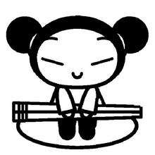 Pucca and her chopsticks coloring page - Coloring page - CHARACTERS coloring pages - CARTOON CHARACTERS Coloring Pages - PUCCA coloring pages