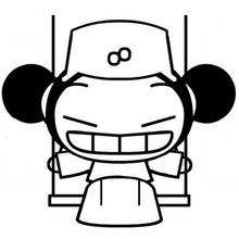 Pucca having a swing coloring page - Coloring page - CHARACTERS coloring pages - CARTOON CHARACTERS Coloring Pages - PUCCA coloring pages