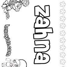 Zahna - Coloring page - NAME coloring pages - GIRLS NAME coloring pages - U, V, W, X, Y, Z girls names posters