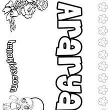 Ararya - Coloring page - NAME coloring pages - GIRLS NAME coloring pages - A names for girls coloring sheets
