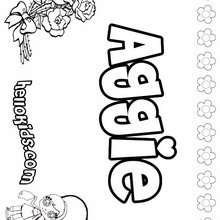 Aggie - Coloring page - NAME coloring pages - GIRLS NAME coloring pages - A names for girls coloring sheets