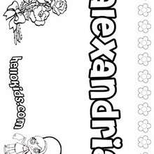 Alexandria - Coloring page - NAME coloring pages - GIRLS NAME coloring pages - A names for girls coloring sheets
