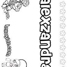 Alexzandra - Coloring page - NAME coloring pages - GIRLS NAME coloring pages - A names for girls coloring sheets