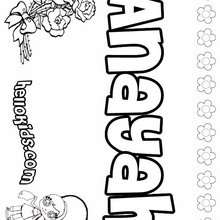 Anayah - Coloring page - NAME coloring pages - GIRLS NAME coloring pages - A names for girls coloring sheets