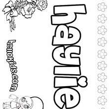 Haylie - Coloring page - NAME coloring pages - GIRLS NAME coloring pages - H names for GIRLS online coloring book