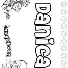 Danica - Coloring page - NAME coloring pages - GIRLS NAME coloring pages - D names for GIRLS free coloring sheets