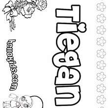 Tiegan - Coloring page - NAME coloring pages - GIRLS NAME coloring pages - T names for girls coloring and printing posters