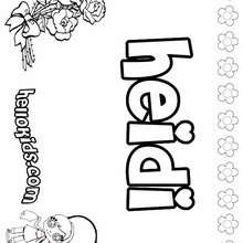 Heidi - Coloring page - NAME coloring pages - GIRLS NAME coloring pages - H names for GIRLS online coloring book