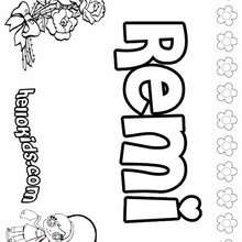 Remi - Coloring page - NAME coloring pages - GIRLS NAME coloring pages - R names for girls coloring posters
