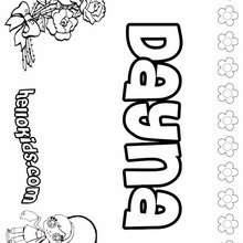 Dayna - Coloring page - NAME coloring pages - GIRLS NAME coloring pages - D names for GIRLS free coloring sheets