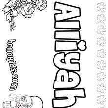 Alliyah - Coloring page - NAME coloring pages - GIRLS NAME coloring pages - A names for girls coloring sheets