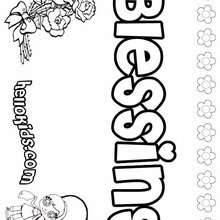 Blessing - Coloring page - NAME coloring pages - GIRLS NAME coloring pages - B names for girls coloring sheets