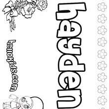 Hayden - Coloring page - NAME coloring pages - GIRLS NAME coloring pages - H names for GIRLS online coloring book