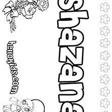 Shazana - Coloring page - NAME coloring pages - GIRLS NAME coloring pages - S girls names coloring posters
