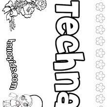 Techna - Coloring page - NAME coloring pages - GIRLS NAME coloring pages - T names for girls coloring and printing posters