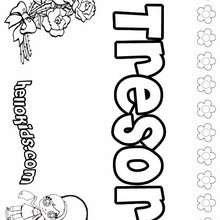 Tresor - Coloring page - NAME coloring pages - GIRLS NAME coloring pages - T names for girls coloring and printing posters