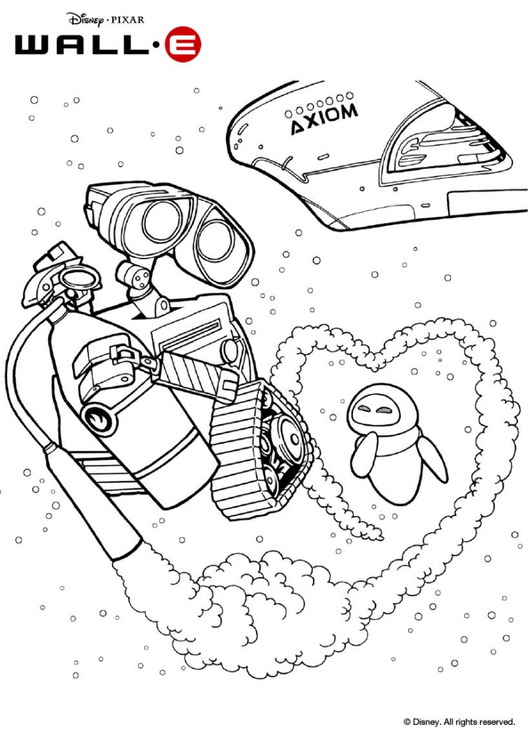 Wall-e and eve in space coloring pages - Hellokids.com