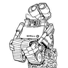 WALL-E dreaming about love coloring page
