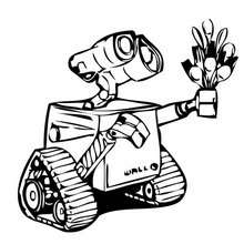 WALL-E giving flowers to EVE coloring page