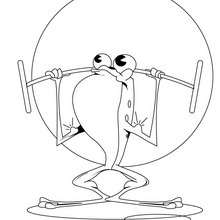 Strong frog coloring page