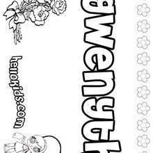 Gwenyth - Coloring page - NAME coloring pages - GIRLS NAME coloring pages - G names for GIRLS online coloring books