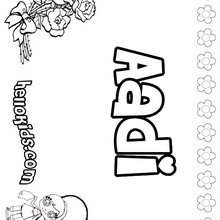 Aadi - Coloring page - NAME coloring pages - GIRLS NAME coloring pages - A names for girls coloring sheets