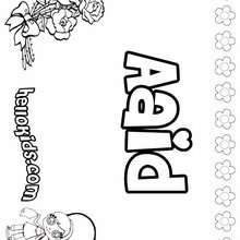Aaid - Coloring page - NAME coloring pages - GIRLS NAME coloring pages - A names for girls coloring sheets