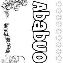 Ababuo - Coloring page - NAME coloring pages - GIRLS NAME coloring pages - A names for girls coloring sheets
